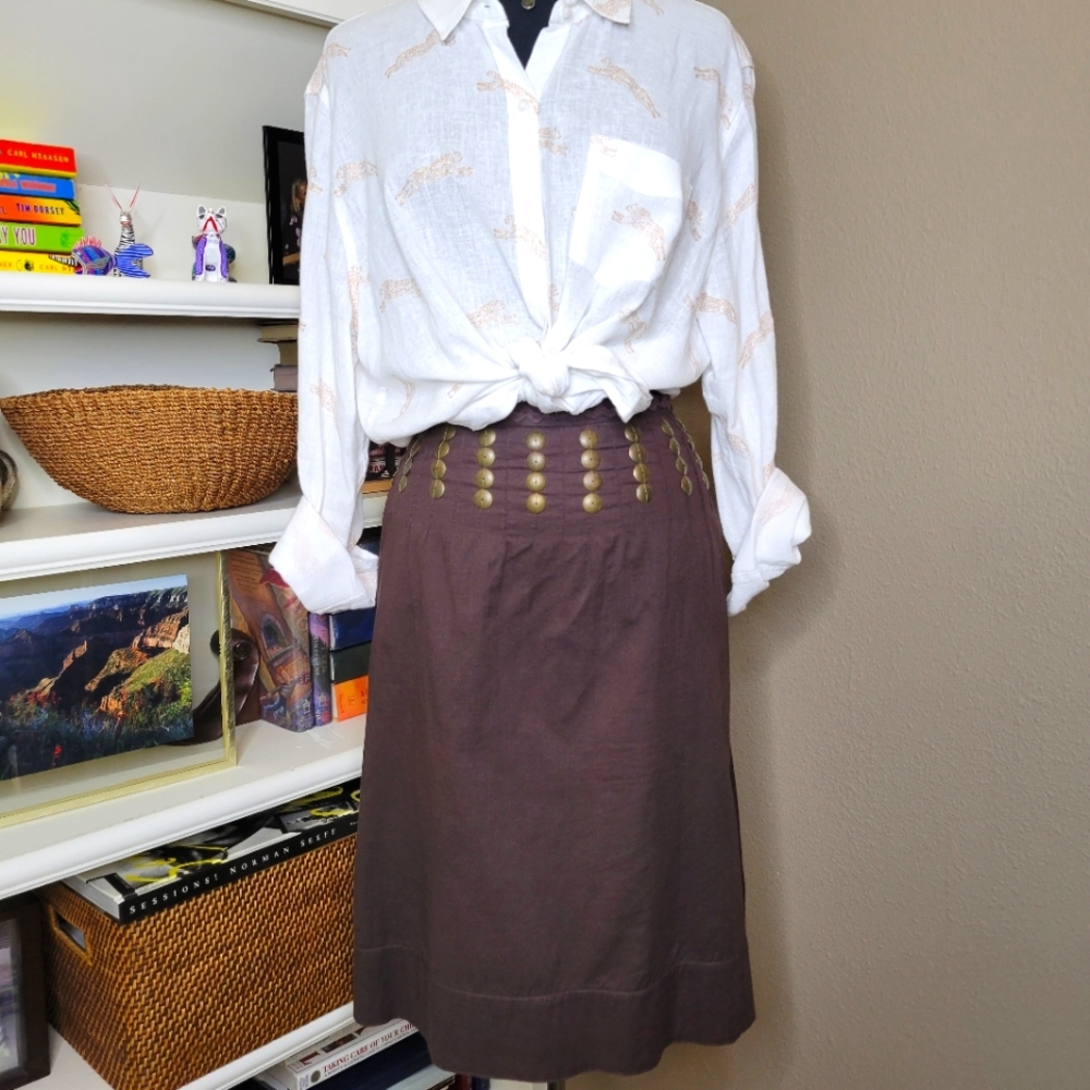 Tory Burch cotton skirt with brass detail. Size 8